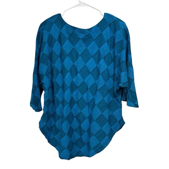 Mill Valley Clothing Company Size Medium Hobo Shirt Blue Harlequin Tunic Top - Picture 2 of 8